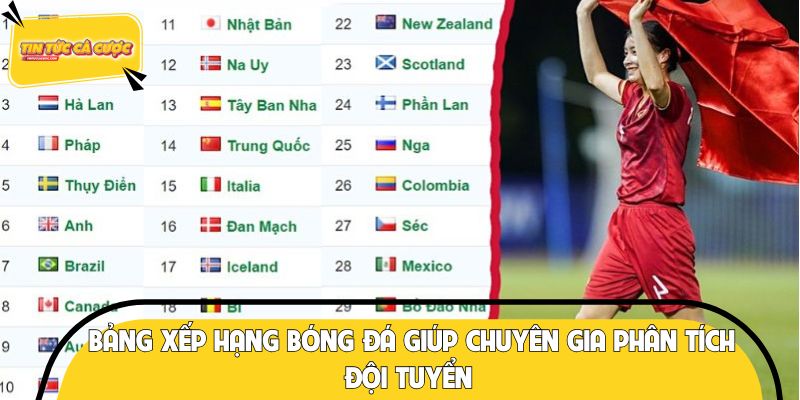 Bảng xếp hạng bóng đá giúp chuyên gia phân tích đội tuyển